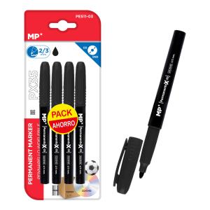 MP ανεξίτηλος μαρκαδόρος PE511-03, 2/3mm, μαύρος, 4τμχ | Αναλώσιμα - Είδη Γραφείου | elabstore.gr