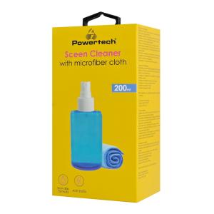 POWERTECH σπρέι καθαρισμού οθόνης PT-1312 με πανί μικροϊνών, 200ml | Αναλώσιμα - Είδη Γραφείου | elabstore.gr