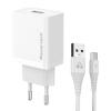 POWERTECH φορτιστής τοίχου PT-1322 με καλώδιο USB-C, USB, 12W, λευκός | Αξεσουάρ κινητών | elabstore.gr