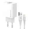 POWERTECH φορτιστής τοίχου PT-1325 με καλώδιο Lightning, 2x USB, 12W, λευκός | Αξεσουάρ κινητών | elabstore.gr