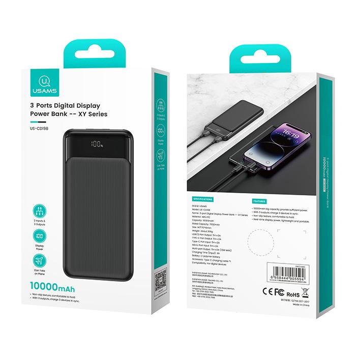 USAMS power bank US-CD198, 3x θύρες εξόδου, 10000mAh, 10W, μαύρο | eLabstore.gr USAMS power bank US-CD198, 3x θύρες εξόδου, 10000mAh, 10W, μαύρο | Αξεσουάρ κινητών | elabstore.gr