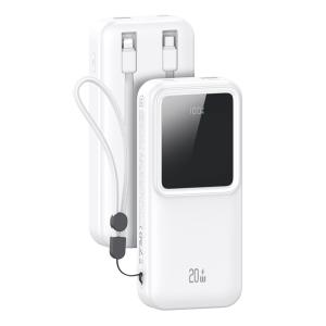 USAMS power bank US-CD212 με καλώδια, 4x έξοδοι, 20000mAh, 20W, λευκό | Αξεσουάρ κινητών | elabstore.gr
