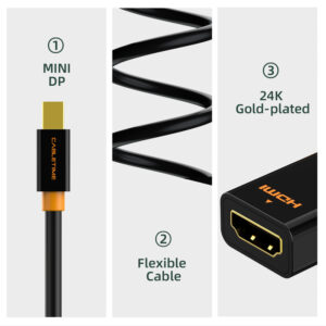 CABLETIME αντάπτορας mini DisplayPort σε HDMI CT-AV589-02G4K, 4K/30Hz, μαύρος | Καλώδια - Αντάπτορες | elabstore.gr