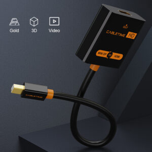 CABLETIME αντάπτορας mini DisplayPort σε HDMI CT-AV589-02G, 1080p, μαύρος | Καλώδια - Αντάπτορες | elabstore.gr