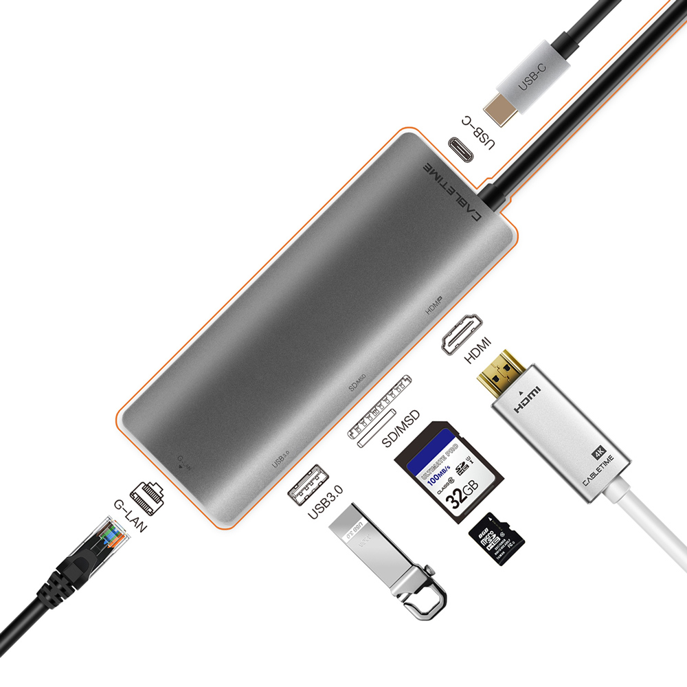 CABLETIME docking station CT-CMHD61L, 6 θυρών, USB-C σύνδεση, 4K, 100W, γκρι | eLabstore.gr CABLETIME docking station CT-CMHD61L, 6 θυρών, USB-C σύνδεση, 4K, 100W, γκρι | Συνοδευτικά PC | elabstore.gr