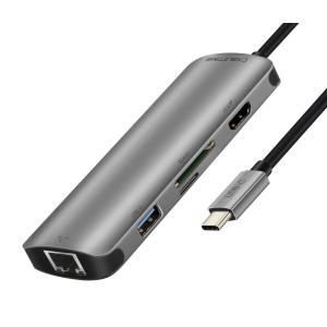 CABLETIME docking station CT-CMHD61L, 6 θυρών, USB-C σύνδεση, 4K, 100W, γκρι | Συνοδευτικά PC | elabstore.gr