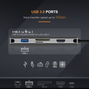 CABLETIME docking station CT-CMHD61L, 6 θυρών, USB-C σύνδεση, 4K, 100W, γκρι | eLabstore.gr CABLETIME docking station CT-CMHD61L, 6 θυρών, USB-C σύνδεση, 4K, 100W, γκρι | Συνοδευτικά PC | elabstore.gr