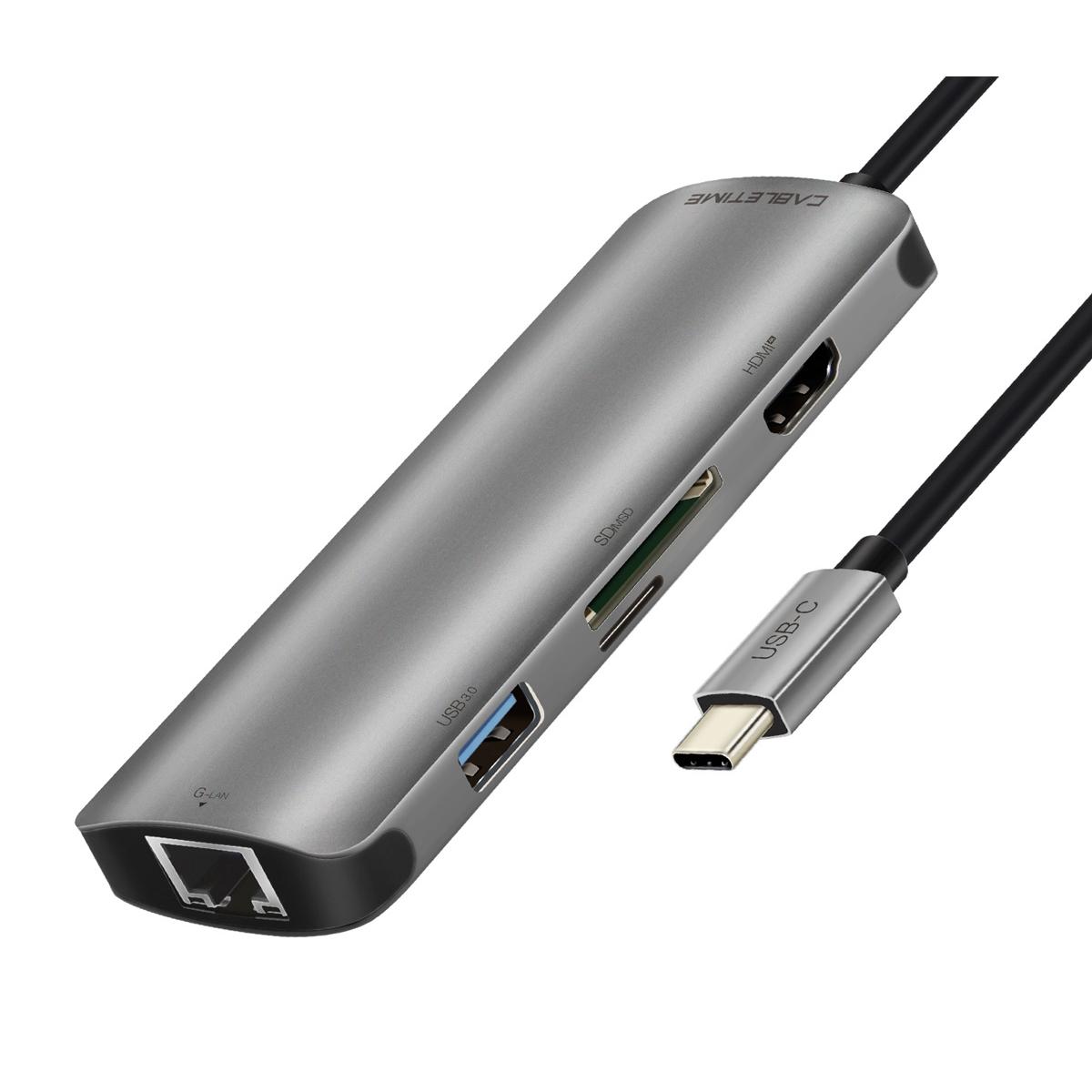 CABLETIME docking station CT-CMHD61L, 6 θυρών, USB-C σύνδεση, 4K, 100W, γκρι | eLabstore.gr CABLETIME docking station CT-CMHD61L, 6 θυρών, USB-C σύνδεση, 4K, 100W, γκρι | Συνοδευτικά PC | elabstore.gr