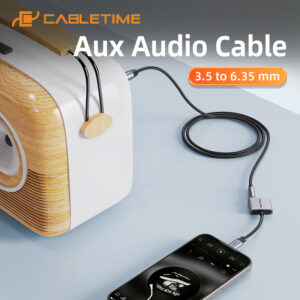 CABLETIME καλώδιο ήχου 3.5mm σε 6.35mm CT-AV321-H11G, 1m, μαύρο | Καλώδια - Αντάπτορες | elabstore.gr