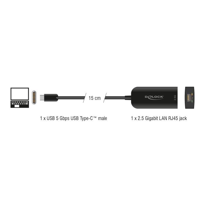 DELOCK αντάπτορας δικτύου 66046, USB-C, 2.5Gbps Ethernet, μαύρος | eLabstore.gr DELOCK αντάπτορας δικτύου 66046, USB-C, 2.5Gbps Ethernet, μαύρος | Δικτυακά | elabstore.gr