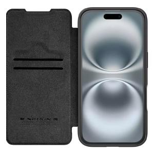 NILLKIN θήκη Qin Prop Leather για iPhone 16, δερμάτινη, μαύρη | Αξεσουάρ κινητών | elabstore.gr