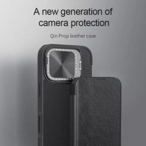 NILLKIN θήκη Qin Prop Leather για iPhone 16 Pro, δερμάτινη, μαύρη | Αξεσουάρ κινητών | elabstore.gr