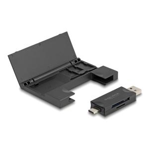 DELOCK card reader 91014 για SD & micro SD, με θήκη, USB/USB-C, 5Gbps, μαύρο | Συνοδευτικά PC | elabstore.gr