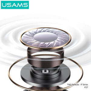 USAMS earphones με θήκη φόρτισης IF27, TWS, Φ13mm, 25/250mAh, μαύρα | Αξεσουάρ κινητών | elabstore.gr