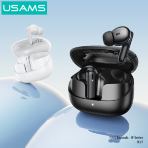 USAMS earphones με θήκη φόρτισης IF27, TWS, Φ13mm, 25/250mAh, λευκά | Αξεσουάρ κινητών | elabstore.gr