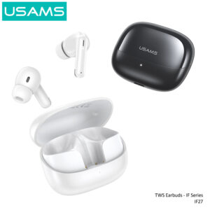 USAMS earphones με θήκη φόρτισης IF27, TWS, Φ13mm, 25/250mAh, λευκά | Αξεσουάρ κινητών | elabstore.gr