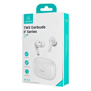 USAMS earphones με θήκη φόρτισης IF27, TWS, Φ13mm, 25/250mAh, λευκά | eLabstore.gr