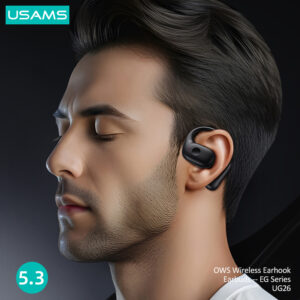 USAMS earphones με θήκη φόρτισης UG26, OWS, Φ14.2mm, 50/300mAh, μαύρα | Αξεσουάρ κινητών | elabstore.gr