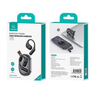 USAMS earphones με θήκη φόρτισης UG26, OWS, Φ14.2mm, 50/300mAh, μαύρα | Αξεσουάρ κινητών | elabstore.gr