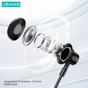 USAMS earphones YQ24 με μαγνήτη, Bluetooth, 130mAh, μαύρα | Αξεσουάρ κινητών | elabstore.gr