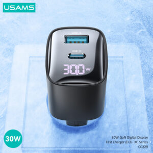 USAMS φορτιστής τοίχου US-CC229, USB & USB-C, 30W, GaN, λευκός | Αξεσουάρ κινητών | elabstore.gr