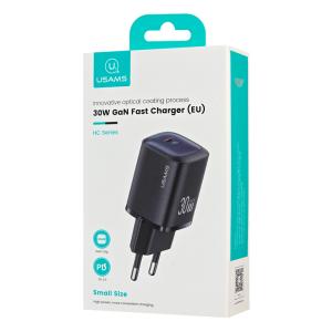 USAMS φορτιστής τοίχου US-CC251, USB-C, 30W, GaN, μαύρος | Αξεσουάρ κινητών | elabstore.gr