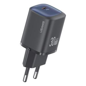 USAMS φορτιστής τοίχου US-CC251, USB-C, 30W, GaN, μαύρος | Αξεσουάρ κινητών | elabstore.gr