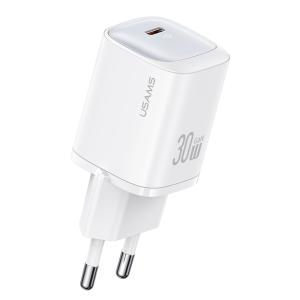 USAMS φορτιστής τοίχου US-CC251, USB-C, 30W, GaN, λευκός | Αξεσουάρ κινητών | elabstore.gr