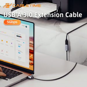 CABLETIME καλώδιο προέκτασης USB CT-AMAF1, 5Gbps, 2m, μαύρο | Καλώδια - Αντάπτορες | elabstore.gr
