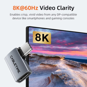 CABLETIME αντάπτορας USB-C CT-OTG41-AG, γωνιακός, USB4, 240W, 40Gbps, 8K, γκρι | Καλώδια - Αντάπτορες | elabstore.gr