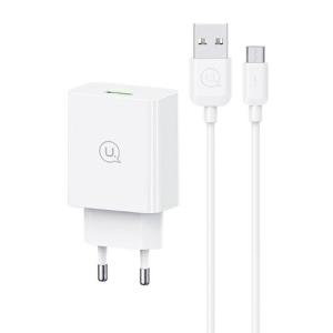 USAMS φορτιστής τοίχου SCXLTZ01 με καλώδιο micro USB, USB, 18W, λευκός | Αξεσουάρ κινητών | elabstore.gr