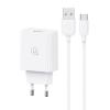 USAMS φορτιστής τοίχου SCXLTZ02 με καλώδιο USB-C, USB, 18W, λευκός | Αξεσουάρ κινητών | elabstore.gr