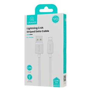 USAMS καλώδιο Lightning σε USB US-SJ689, 12W, 480Mbps, 1m, λευκό | Καλώδια - Αντάπτορες | elabstore.gr
