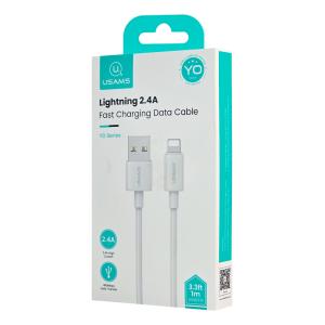 USAMS καλώδιο Lightning σε USB US-SJ709, 12W, 480Mbps, 1m, λευκό | Καλώδια - Αντάπτορες | elabstore.gr