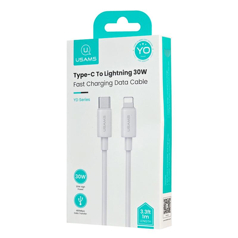 USAMS καλώδιο Lightning σε USB-C US-SJ712, 30W, 480Mbps, 1m, λευκό | eLabstore.gr USAMS καλώδιο Lightning σε USB-C US-SJ712, 30W, 480Mbps, 1m, λευκό | Καλώδια - Αντάπτορες | elabstore.gr