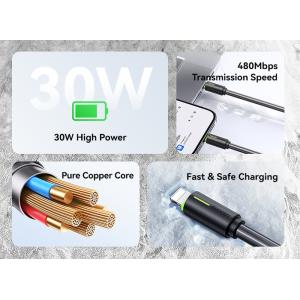 USAMS καλώδιο Lightning σε USB-C US-SJ735, 30W, 480Mbps, 1m, λευκό | Καλώδια - Αντάπτορες | elabstore.gr