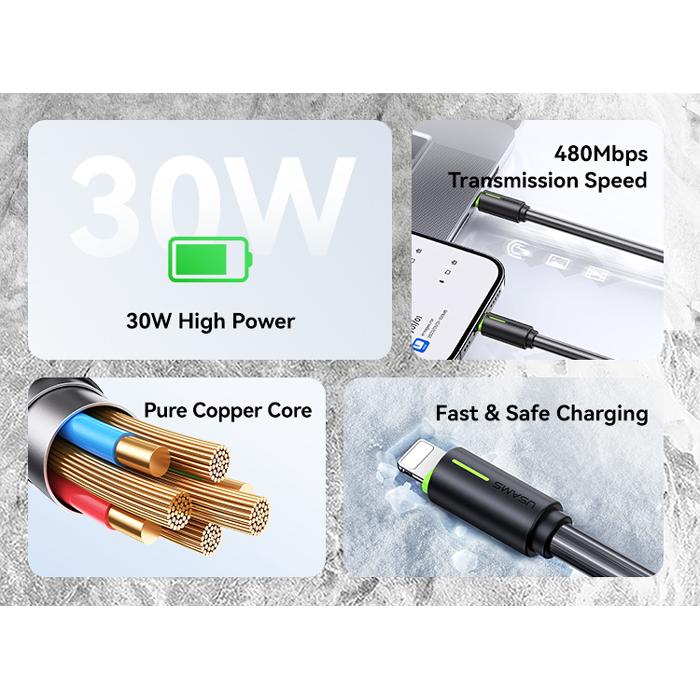 USAMS καλώδιο Lightning σε USB-C US-SJ735, 30W, 480Mbps, 1m, λευκό | eLabstore.gr USAMS καλώδιο Lightning σε USB-C US-SJ735, 30W, 480Mbps, 1m, λευκό | Καλώδια - Αντάπτορες | elabstore.gr