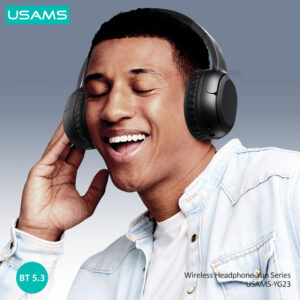 USAMS headphones YG23, ασύρματα & ενσύρματα, Φ40mm, 300mAh, μαύρα | Αξεσουάρ κινητών | elabstore.gr