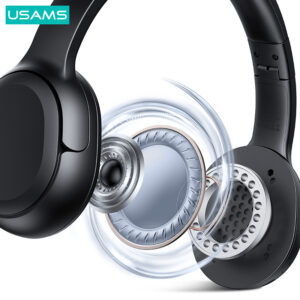 USAMS headphones YG23, ασύρματα & ενσύρματα, Φ40mm, 300mAh, μαύρα | Αξεσουάρ κινητών | elabstore.gr