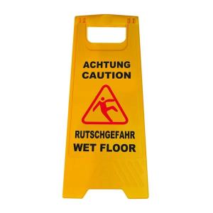 Προειδοποιητική πινακίδα "caution wet floor" 520112, 21-30x58cm, κίτρινη | Οικιακός εξοπλισμός | elabstore.gr