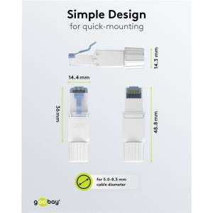 GOOBAY βύσμα RJ45 65941, CAT 6A UTP, tool-free, λευκό | Καλώδια - Αντάπτορες | elabstore.gr
