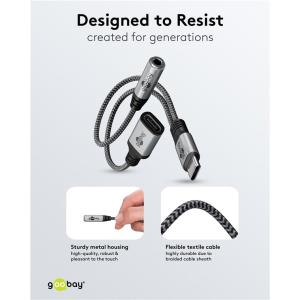 GOOBAY αντάπτορας USB-C σε 3.5mm & USB-C 74524, 60W, 480Mbps, γκρι | eLabstore.gr GOOBAY αντάπτορας USB-C σε 3.5mm & USB-C 74524, 60W, 480Mbps, γκρι | eLabstore.gr
