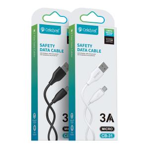 CELEBRAT καλώδιο micro USB σε USB CB-31, 15W, 480Mbps, 1m, λευκό | Καλώδια - Αντάπτορες | elabstore.gr
