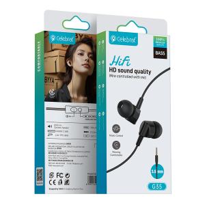 CELEBRAT earphones με μικρόφωνο G35, 3.5mm σύνδεση, 10mm, 1.2m, μαύρα | Αξεσουάρ κινητών | elabstore.gr