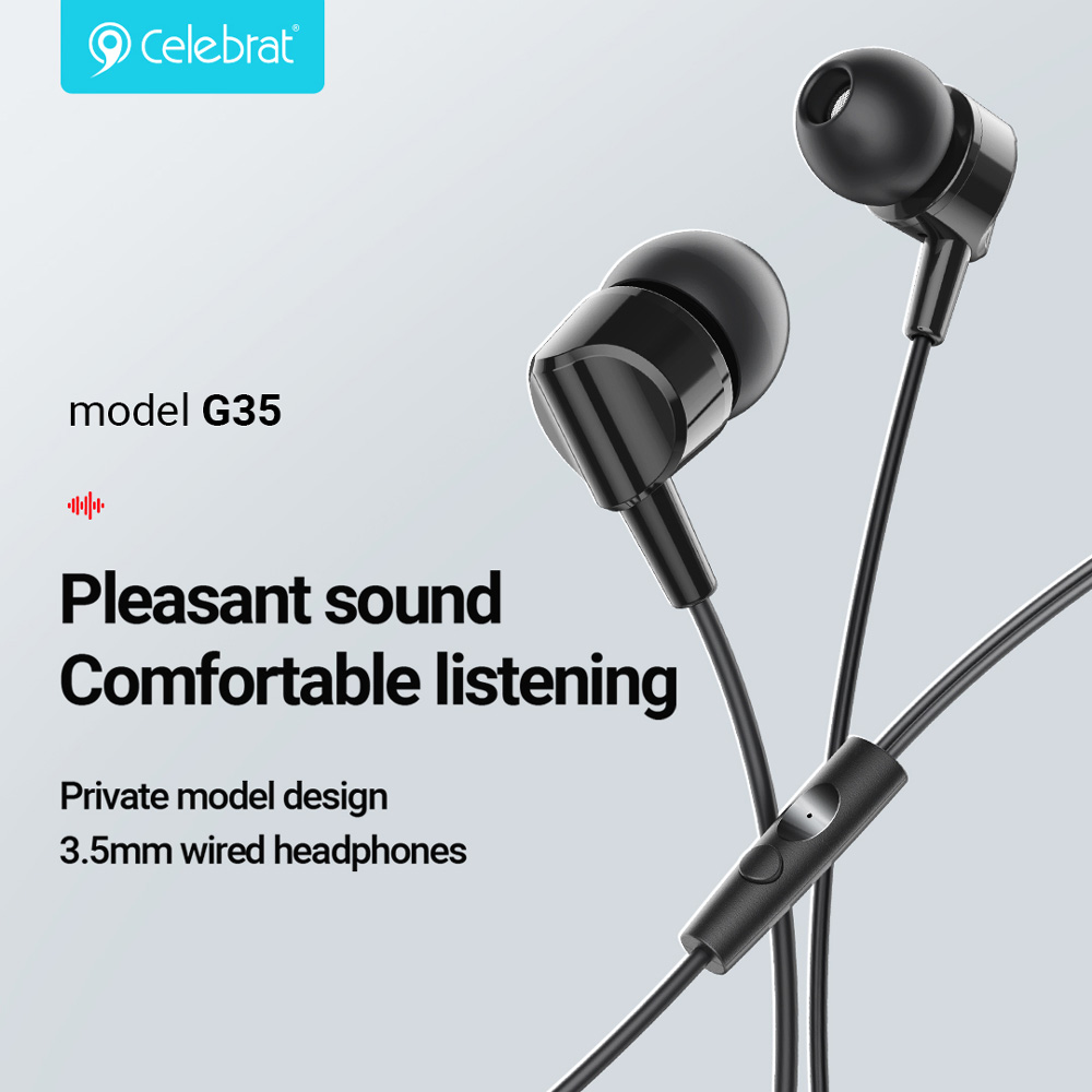 CELEBRAT earphones με μικρόφωνο G35, 3.5mm σύνδεση, 10mm, 1.2m, λευκά | eLabstore.gr CELEBRAT earphones με μικρόφωνο G35, 3.5mm σύνδεση, 10mm, 1.2m, λευκά | Αξεσουάρ κινητών | elabstore.gr