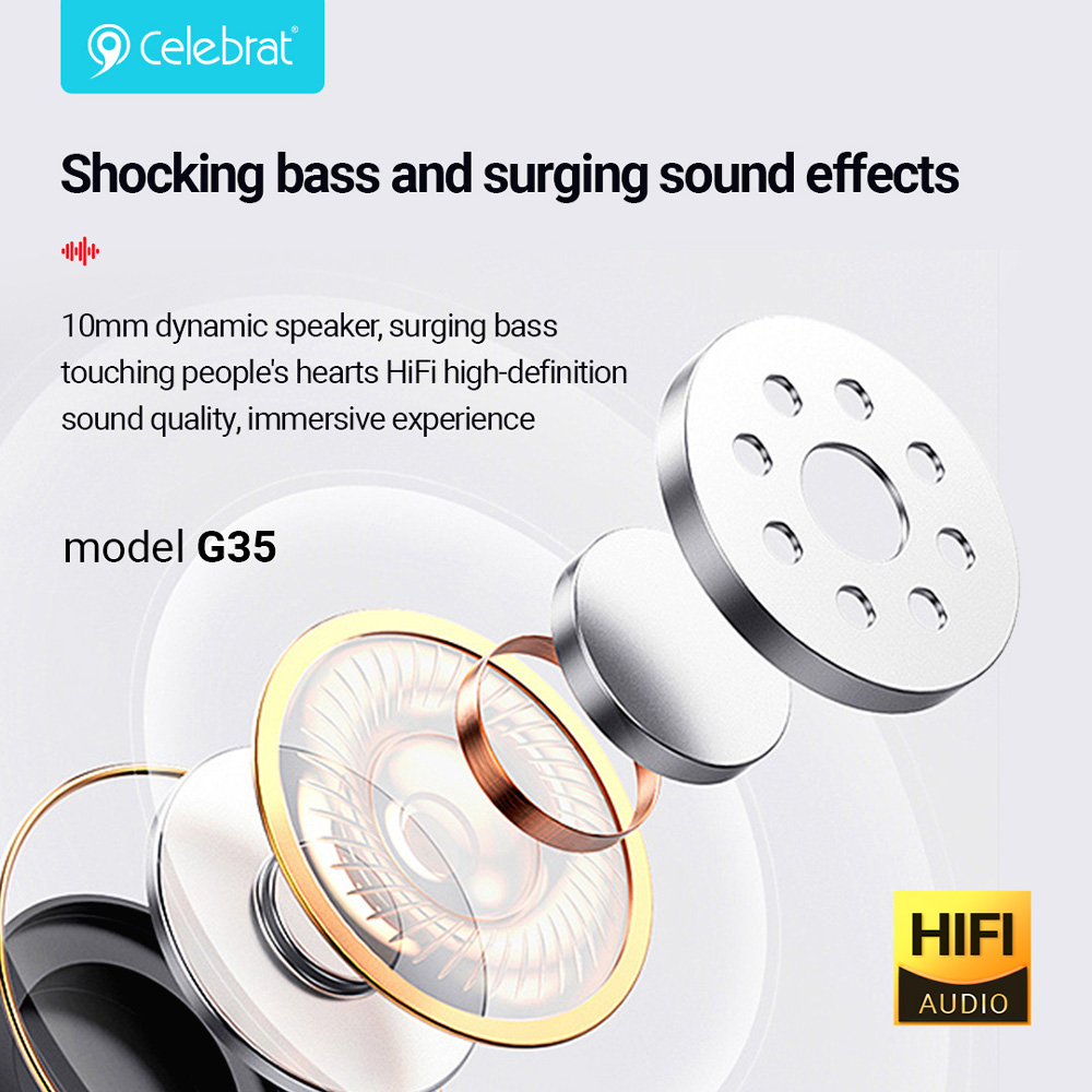 CELEBRAT earphones με μικρόφωνο G35, 3.5mm σύνδεση, 10mm, 1.2m, λευκά | eLabstore.gr CELEBRAT earphones με μικρόφωνο G35, 3.5mm σύνδεση, 10mm, 1.2m, λευκά | Αξεσουάρ κινητών | elabstore.gr