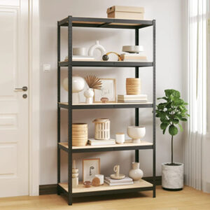 HOME USE μεταλλική ραφιέρα HUH-0199 με 5 ράφια, 90x40x180cm, μαύρη | Αναλώσιμα - Είδη Γραφείου | elabstore.gr