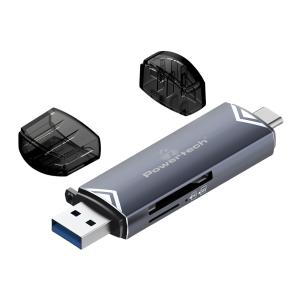 POWERTECH card reader PT-1343 για SD & micro SD, USB 3.2, 5Gbps, γκρι | Συνοδευτικά PC | elabstore.gr