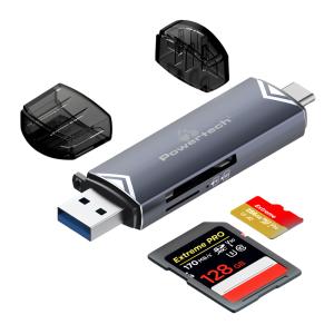 POWERTECH card reader PT-1343 για SD & micro SD, USB 3.2, 5Gbps, γκρι | eLabstore.gr