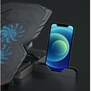 POWERTECH βάση & ψύξη laptop PT-1346, έως 15.6", 2x 125mm LED fan, μαύρη | Αξεσουάρ για Laptop | elabstore.gr